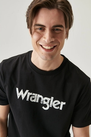 Wrangler Logo Erkek Siyah Bisiklet Yaka Tişört Siyah