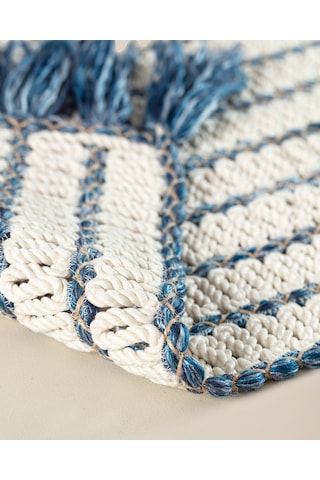 Talmont Saçaklı Kilim - Mavi/beyaz - 65x130 Cm 8684427208861 Çok Renkli