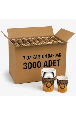 7 Oz Karton Bardak 3000 Adet Desenli Tek Kullanımlık Kahve Bardağı