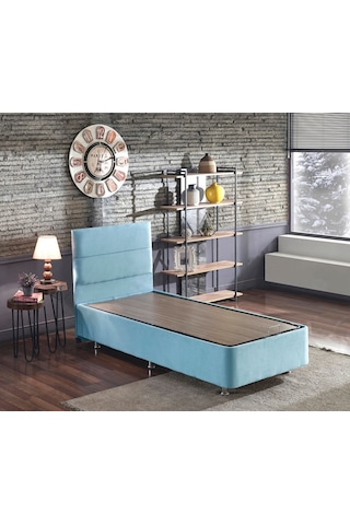 Nironyatak Cozy Baza Ve Başlık - 100 x 200 CM Cm Tek Kişilik Sandıklı Bebek Mavis