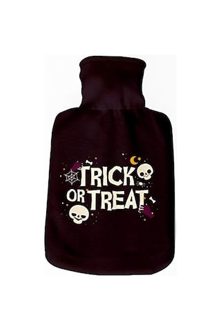 Arkadaşa Hediye Halloween Tasarımlı Sıcak Su Torbası - Tasarım Kılıflı Termofor - El Ayak Isıtıcı Açık Gri