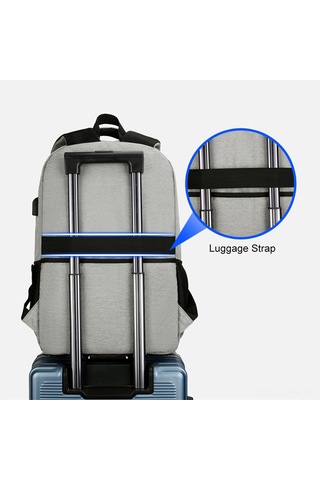 Vkemall Isı Saklama Ve Soğutma Özelliğiyle 15.6" Laptop Bölmeli Antı Hırsızlıklu Sırt Çantası - Koyu Gri Çok Renkli