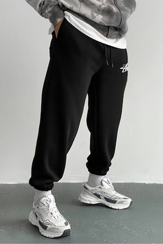 Prtnc Protonic Erkek 3 İplik Eşofman Altı Stussy Baskılı Paçası Lastikli Kışlık Stussysiyah