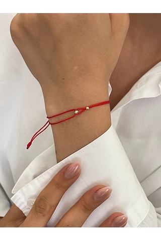 14 Ayar Altın Dorkikalı El İşi Zarif Altın Bileklik Şans Bilekliği Altın