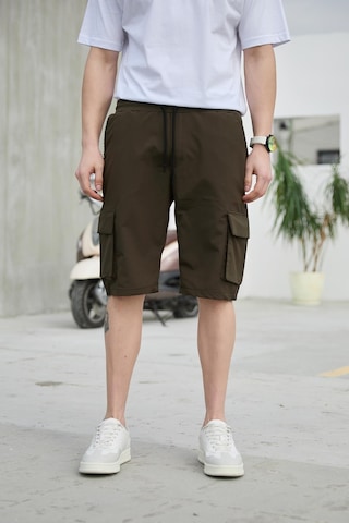 Haki Renk Kargo Cepli Paraşüt Kumaş Erkek Şort-1558 Haki