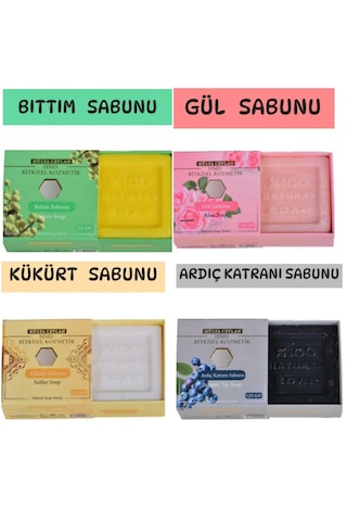 ﻿Hmd Bitkisel Kozmetik Ardıç Katranı + Bıttım + Gül + Kükürt Sabunu 4 x 125 G