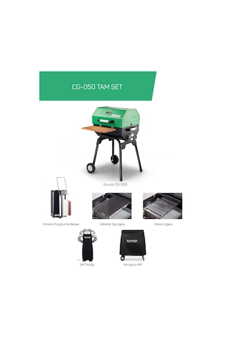 Guruss Cg-050 Kömürlü Barbekü Mangal Tam Set Yeşil Model:grs08