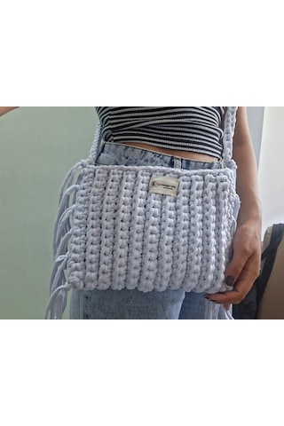 Youngcraft El Örgüsü Beyaz Şık Çanta