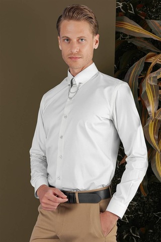 Efor Gk 704 Slim Fit Mavi Klasik Gömlek Mavi
