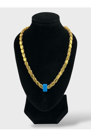 Arnes Jewelry Çelik 22 Ayar Altın Kaplama Nazar Boncuklu Arpa Pul Halep Kolye Ar610nes Gold