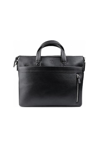 Alphaclub Bag Erkek Siyah Hakiki Deri Laptop Bölmeli El Ve Omuz Askılı Fermuarlı Laptop Ve Evrak Çantası