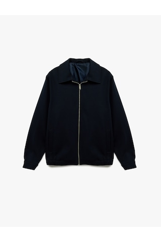 Koton Regular Fit Uzun Kollu Cepli Gömlek Yaka Fermuarlı Bomber Ceket Lacivert 6sam20003hk