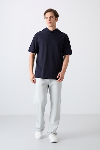 Tommy Life Lacivert Pamuklu Kalın Yumuşak Dokulu Oversize Fit Basic Erkek T-shirt - 88352 Lacivert