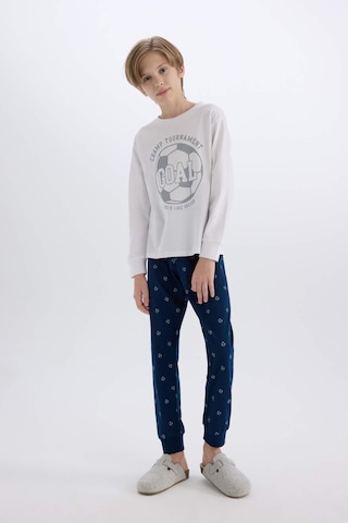 DeFacto Erkek Çocuk Pijama Takımı Bisiklet Yaka Baskılı Uzun Kollu Üst Desenli Alt D5215A824WNWT34