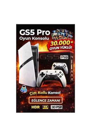 Gs5 Pro 4k Hdr Oyun Konsolu - 30.000 Oyunlu 2 Adet Kablosuz Retro Oyun Seti - Profesyonel El Atarisi Farklı Oyunlar