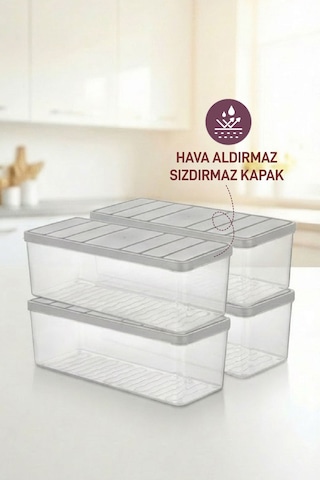 Selka Home 4 Adet 2 Lt. Nora Organizer Buzdolabı Buzluk Düzenleyici Saklama Kabı