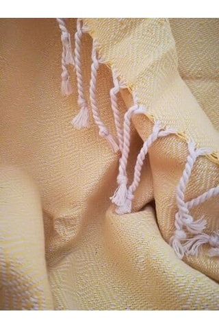 El Dokuması Kök Boyalı Buldan Peştemal -%100 Organik Pamuk Ve Bambu 95x175 Cm.plaj Ve Banyo Havlusu. Plaj, Banyo, Spa, Masaj Ve Spor İçin Kristal Sarı Açık
