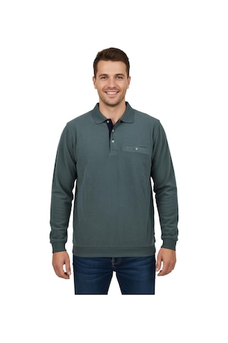 Dynamo Erkek Büyük Beden Polo Yaka Cepli Selanik Sweatshirt Bgl-st04925 Yeşil