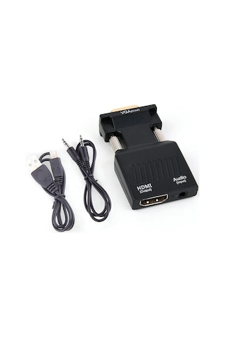 Vga To Hdmi Çevirici Dönüştürücü Laptop Tv Monitör Adaptör