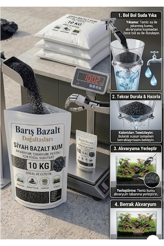 Tr Barış Bazalt Doğaltaşları 10 Kg Siyah Bazalt Akvaryum Kumu Bitkili Ve Tatlı Su Akvaryumları İçin Dekorat