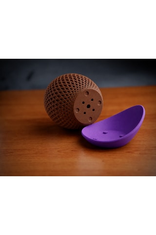 3d Baskı Küre Saksı - Kafes Dokulu İki Parçalı Dekoratif Saksı - Kahverengi-mor 84629942