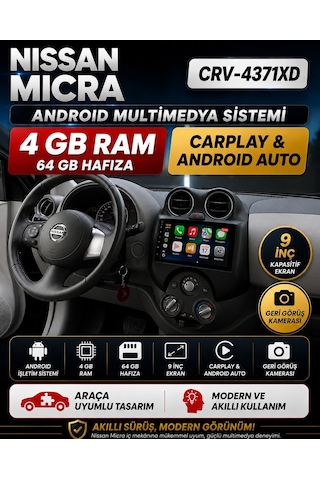 Nissan Micra Android Multimedya Sistemi 2013-2019 Crv-4371xd