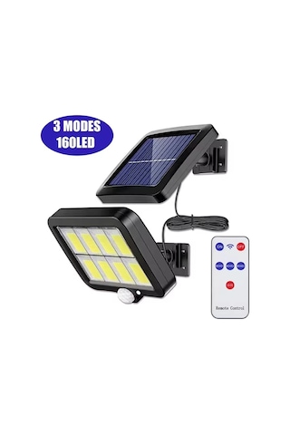 F128 Led Güneş Enerjili 3mod Sensörlü 5 Metre Kablolu Solar Lamba