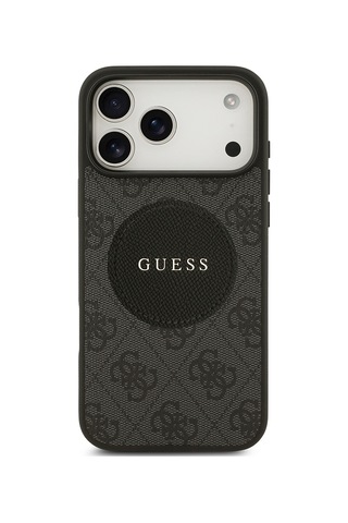 Apple Uyumlu iPhone 17 Pro Max Kılıf Guess Lisanslı M-safeli Yazı Logolu Circle Classic Kapak Siyah Siyah