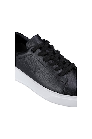 Hatemoğlu Erkek Siyah Deri Esnek Taban Bağcıklı Casual Ayakkabı Sneaker Siyah-beyaz