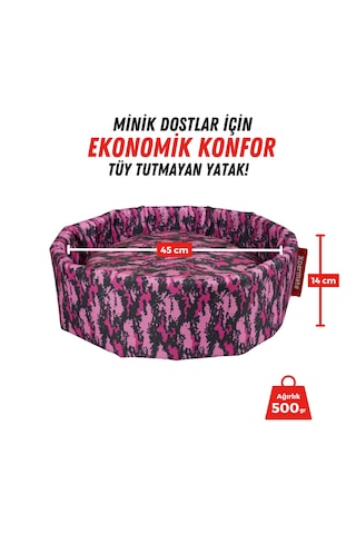 Xpermate Sünger Simit Küçük Irk Köpek Kedi Yatağı 45 Cm Kamuflaj