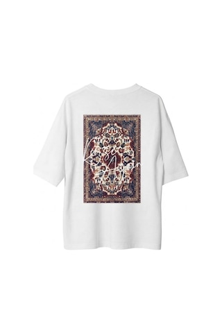 The Mgs Collective Rise Again Carpet Oversize Baskılı Unisex Beyaz T-shirt