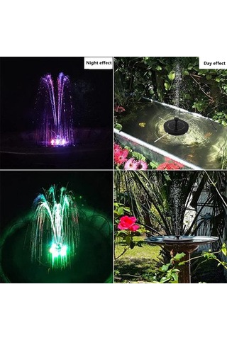 Vkemall 3.5w Güneş Enerjili Fontan, 8 Led Renkli Işık, Otomatik/gece Modu, Su Yokluğu Koruması, 6 Farklı Nozzle İle Bahçe Dekorasyonu