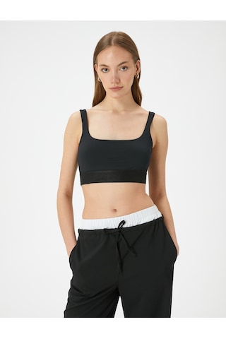 Koton Crop Atlet Kalın Askılı Kare Yaka Siyah 4sak10018pk