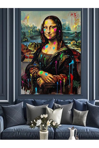 Mona Lisa Pop-art Versiyonu Dekoratif Kanvas - Mdf Ahşap Tablo