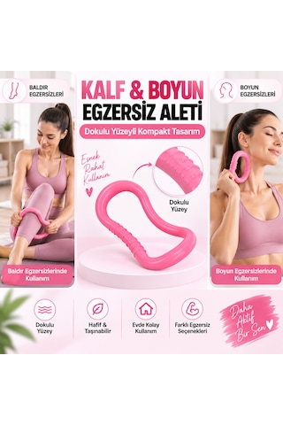 5'li Yoga Pilates Egzersiz Seti Direnç Bandı Elastik Evde Spor Aletleri Pembe