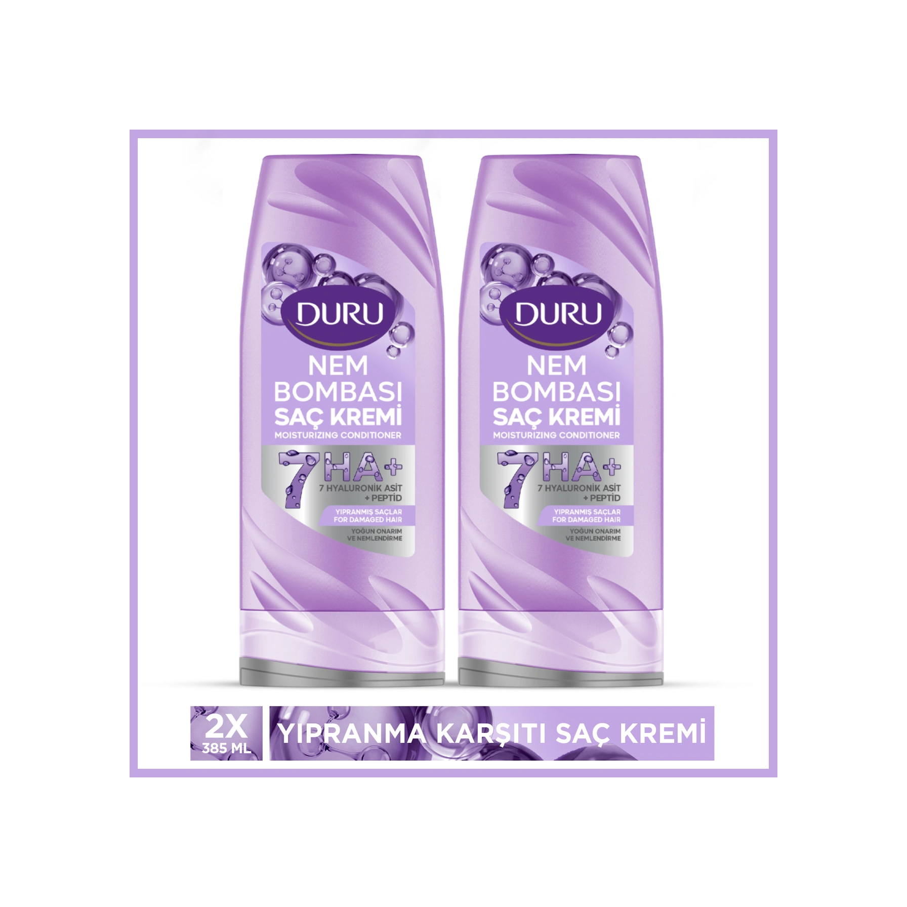 Duru Nem Bombası Yıpranmış Saçlar İçin Yoğun Onarıcı Ve Nemlendirici Saç Kremi 2x385 Ml