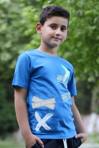 Fyk Kids Yuvarlak Yaka Baskılı Sıfır Yaka T-shirt Mavi