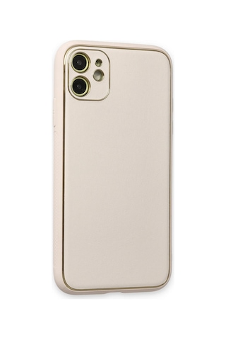 Newface Apple iPhone Uyumlu 12 Kılıf Coco Deri Silikon Kapak Glblseme - 49 - Beyaz