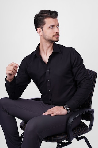 Optik Siyah Slimfit Erkek Gömlek Siyah