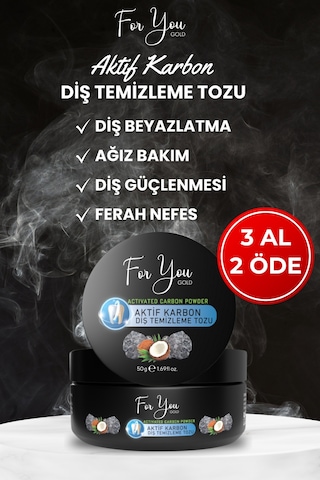 Aktif Karbon Diş Temizleme Tozu 50 Gr Extra Beyazlatıcı Diş Tozu + Nane