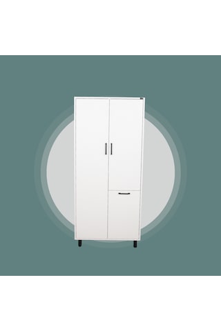 Çok Amaçlı & Tek Çamaşır Sepetli Banyo Dolabı Beyaz