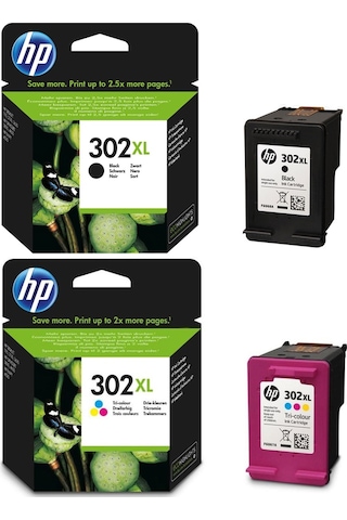 Hp 302Xl Siyah F6U68Ae Hp 302Xl Renkli Kartuş 3830