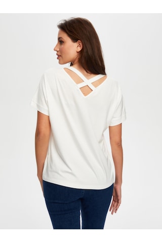 Yuvarlak Yaka Düşük Kollu T-shirt B00003-1 B00003-173 Ekru