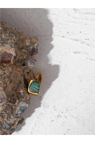 Novahub Paslanmaz Çelik Yeşil Doğal Taş Kadın Açık Yüzük Yeşil - %100 Yepyeni, Kaliteli Ve Hipoalerjenik/ Yeşil