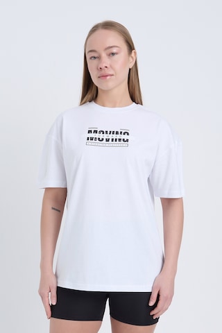 Velvoria Unisex Oversize Relaxed Moving Baskılı Beyaz Renk T-shirt