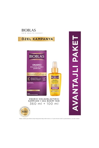 Keratin Kolajen Saç Bakım Yağı 100 Ml + Saç Bakım Şampuanı 360 Ml