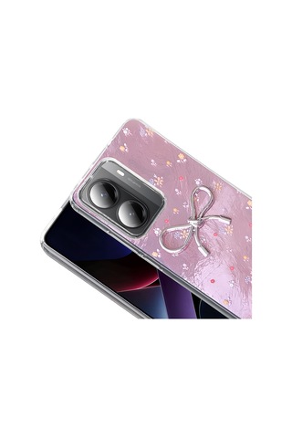 Xiaomi Poco X7 Pro Kılıf Kamera Korumalı Figürlü Zore Ponti Silikon Kapak Beyaz