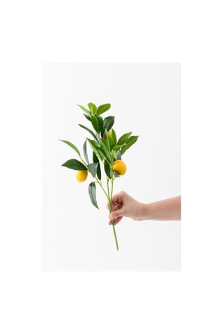 Yapay Limon Dalı Lux 3 Dal 27 Yaprak 50 Cm Sarı