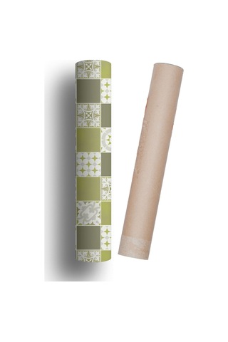 Tezgah Arası Mutfak Kendinden Yapışkanlı Folyo Kaplama Modern Fayans Desen Yeşil 60cmx100cm