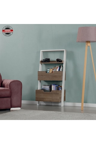Pasifichome Low Oyuncak Montessori Raflı Kitaplık&Oyuncak Dolabı Koyu Meşe